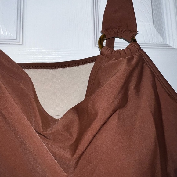 Kona Sol Brown Asymmetrical Shoulder Swim suit High Coverage 1 Piece NWT $40 XL - Picture 5 of 10
